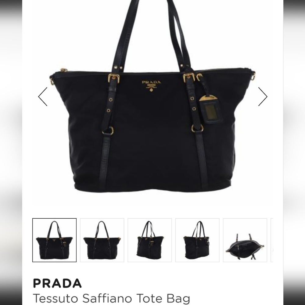 EXC💎 Prada Tessuto Black Nylon Tote Purse * Vintage